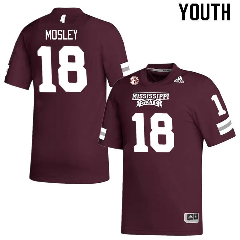 Youth #18 Jordan Mosley Mississippi State Bulldogs College Football Jerseys Stitched Sale-Maroon